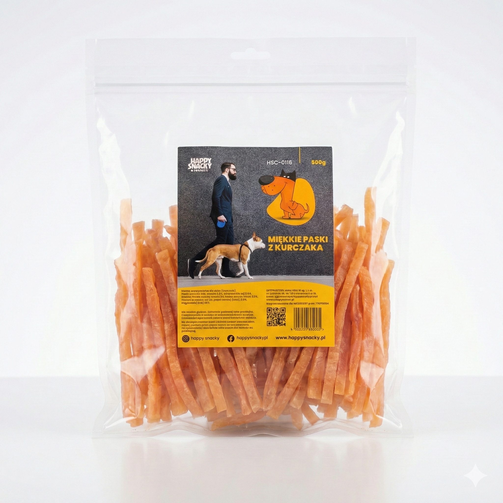 Miękkie paski z kurczaka CHICKEN bezglutenowy przysmak dla psa Happy Snacky 500g