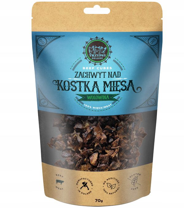 Naturalny Przysmak dla Psa ZACHWYT NAD KOSTKĄ MIĘSA 100% WOŁOWINA 70G