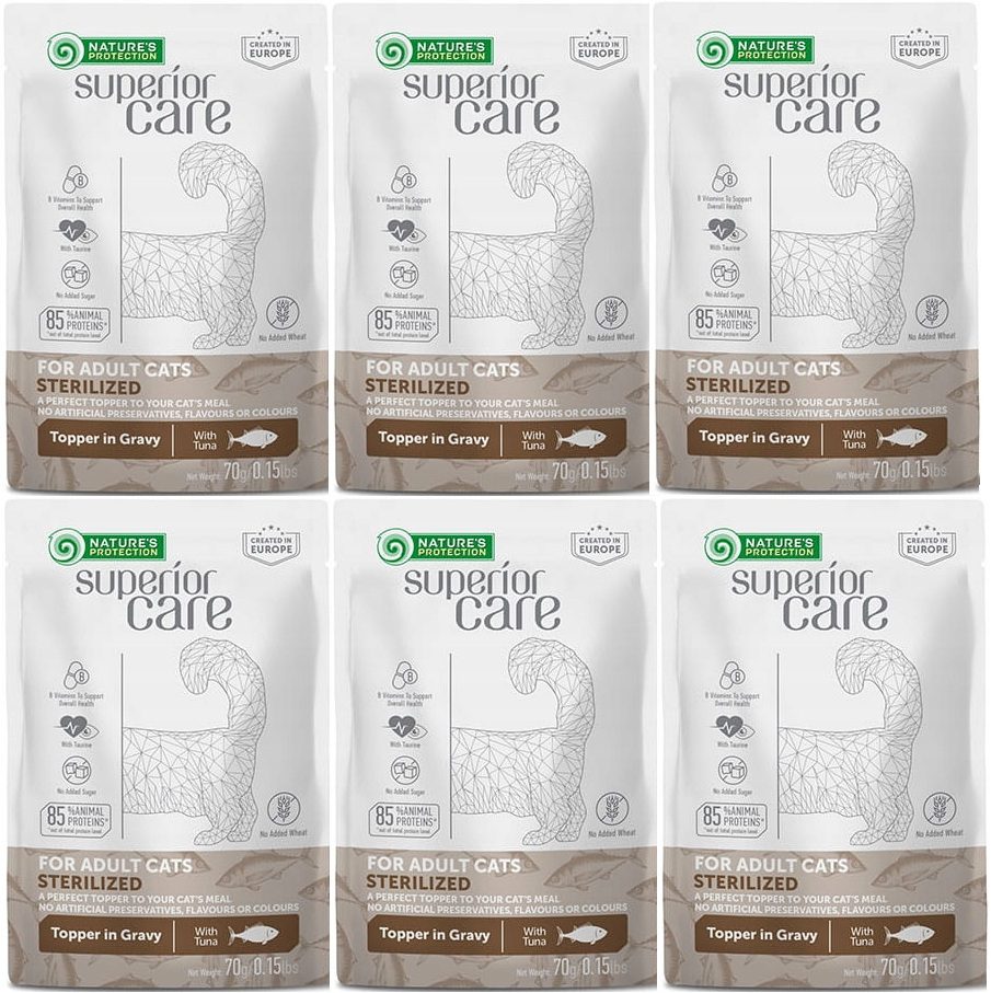 Nature's Protection Adult Cat Sterilised TUŃCZYK W SOSIE dla kota 6 x 70g