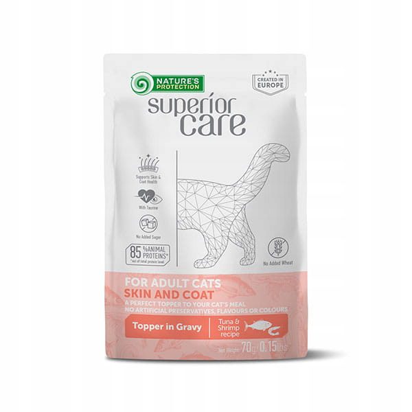 Nature's Protection Adult Cat TUŃCZYK W SOSIE Skóra i Sierść dla kota 70g